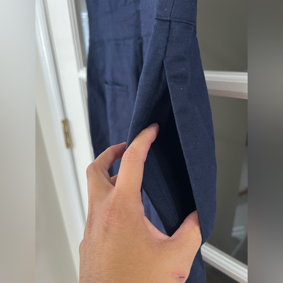 Boden Dorothea Linen Blend Cropped Jumpsuit - size 2 - navy - 55% linen blend - Picture 7 of 10